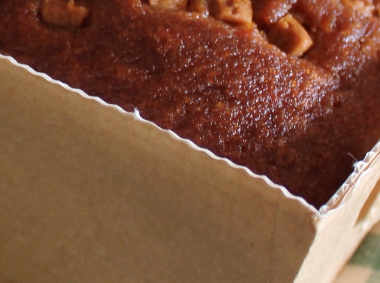 grease resistant paper used as a tray lining for toffee cake.