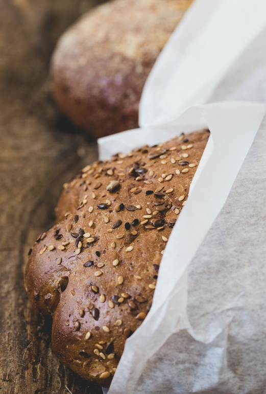 tissue paper packaging for a loaf of bread.