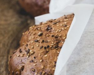 bread loaf in tissue paper packaging