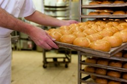 Siliconsed greaseproof paper used to bake a tray of buns